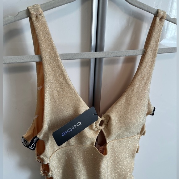 HOST PICK ⭐️ BEBE NWT Gold Metallic Cut-Out One Piece Swimsuit, Size XL - Picture 3 of 9